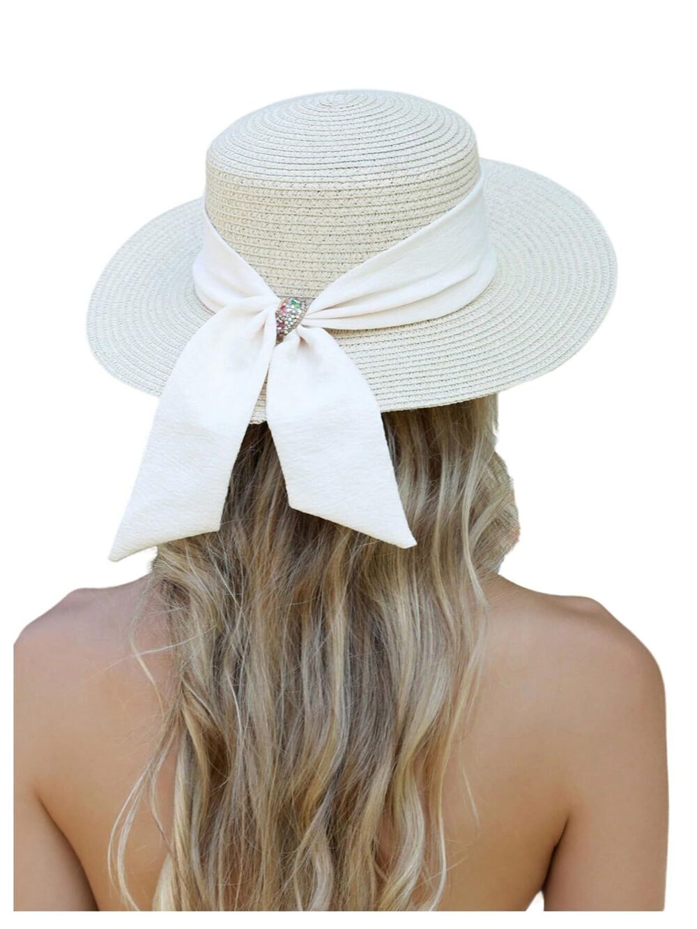 7472 Wide Brim Sun Straw Hat UPF 50 Roll Up Cap Summer Hats Beige One-Size